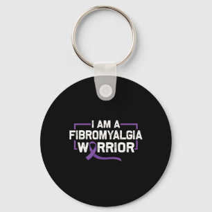 Support Purple Ribbon Warrior Of Fibromyalgia Awar Keychain