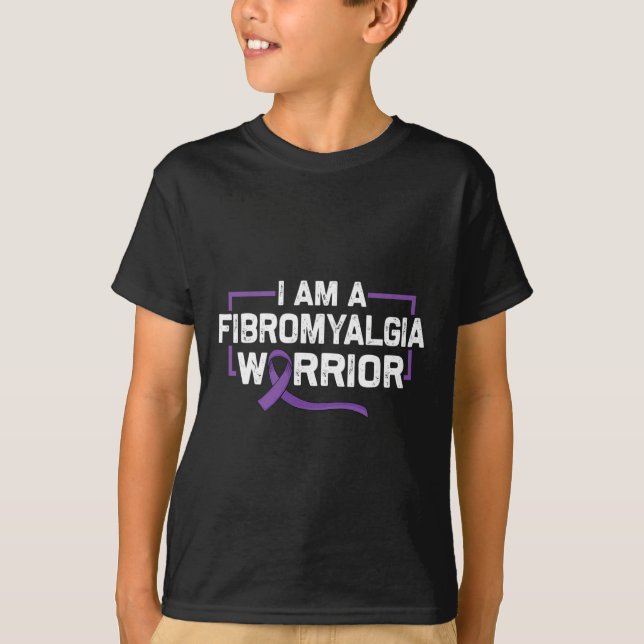 Support Purple Ribbon Warrior Of Fibromyalgia Awar T-Shirt (Front)