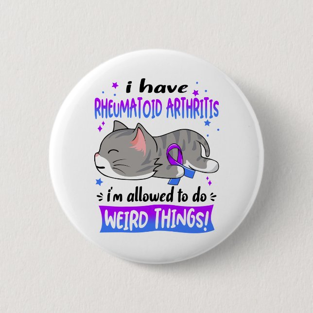 Support Rheumatoid Arthritis Awareness Ribbon Gift 2 Inch Round Button (Front)