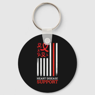 Support Ribbon Red Heart Disease Awareness Keychain