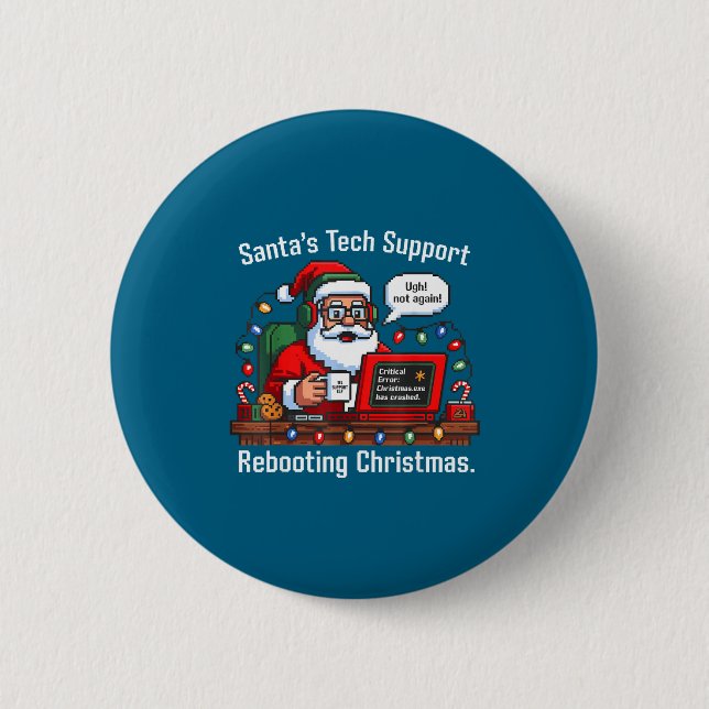 Support Santa Rebooting s Tech Shirt 2 Inch Round Button (Front)