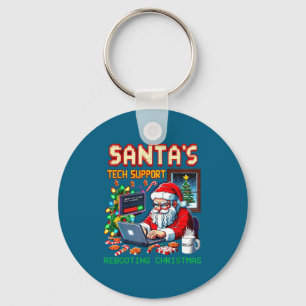 Support Santa's Pixel Tech Rebooting Keychain