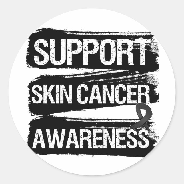 Support Skin Cancer Awareness Grunge Classic Round Sticker (Front)