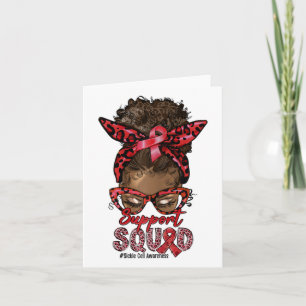 Support Squad Afro Messy Bun Leopard Sickle Cell A Card