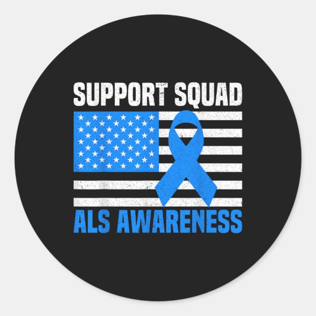 Support Squad Als Awareness Month Usa American Fla Classic Round Sticker (Front)