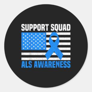 Support Squad Als Awareness Month Usa American Fla Classic Round Sticker