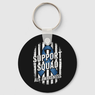 Support Squad Als Awareness Month Usa American Fla Keychain