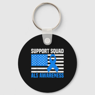 Support Squad Als Awareness Month Usa American Fla Keychain