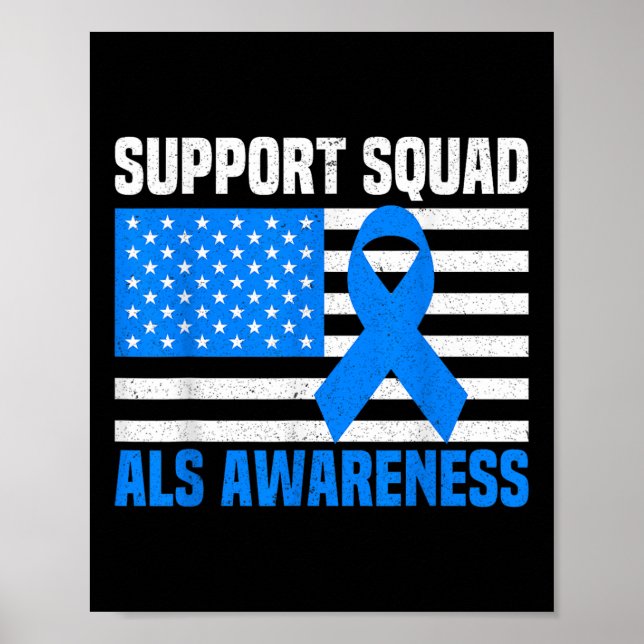 Support Squad Als Awareness Month Usa American Fla Poster (Front)