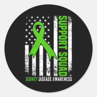 Support squad american flag green ribbon usa kidne classic round sticker