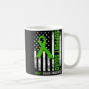Support squad american flag green ribbon usa kidne coffee mug