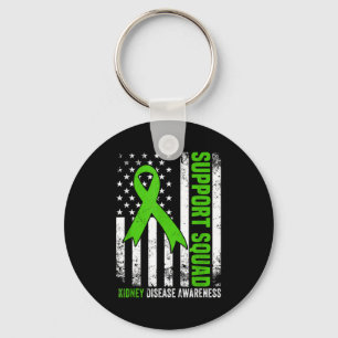 Support squad american flag green ribbon usa kidne keychain