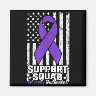 Support squad american flag purple epilepsy magnet