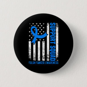 Support squad american flag usa colon cancer 2 inch round button