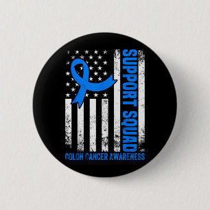 Support Squad American Flag USA Colon Cancer 2 Inch Round Button