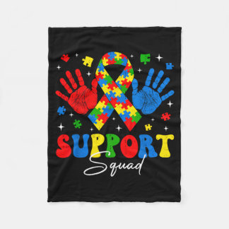 Support Squad Autism Awareness Autistic Men Women Fleece Blanket