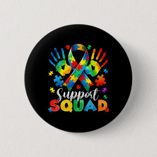 Support Squad Autism Awareness Family Outfits Men 2 Inch Round Button