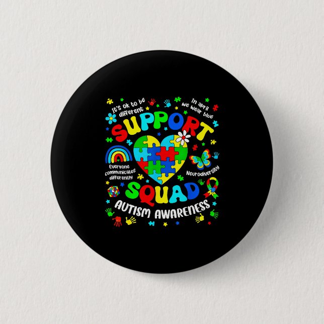 Support squad autism awareness puzzle autistic men 2 inch round button (Front)