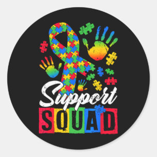 Support Squad Autism Awareness Ribbon Puzzle Piece Classic Round Sticker
