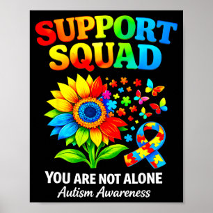 Support squad autism awareness ribbon sunflower poster