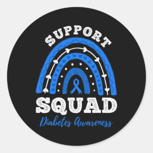 Support Squad Blue Ribbon T1d Type 1 Diabetes Awar Classic Round Sticker