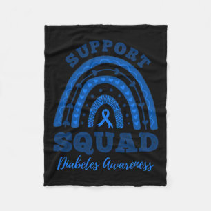 Support Squad Blue Ribbon T1d Type 1 Diabetes Awar Fleece Blanket