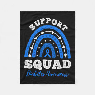 Support Squad Blue Ribbon T1d Type 1 Diabetes Awar Fleece Blanket