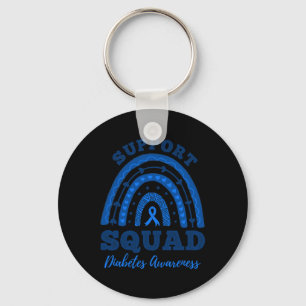 Support Squad Blue Ribbon T1d Type 1 Diabetes Awar Keychain