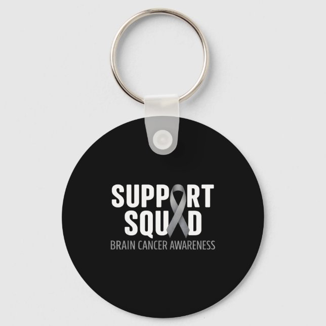 Support squad brain cancer awareness brain tumour keychain (Front)