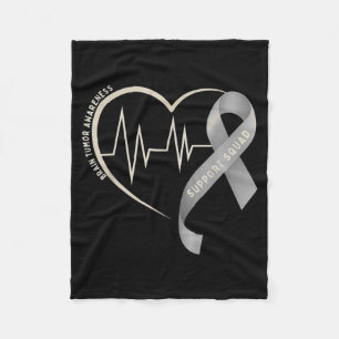 Support squad brain tumour awareness heart grey fleece blanket