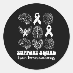 Support Squad Brain Tumour Awareness Month Go Grey Classic Round Sticker