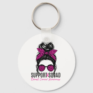 Support Squad Breast Cancer Awareness Messy Bun Pi Keychain