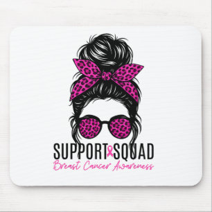 Support Squad Breast Cancer Awareness Messy Bun Pi Mouse Pad
