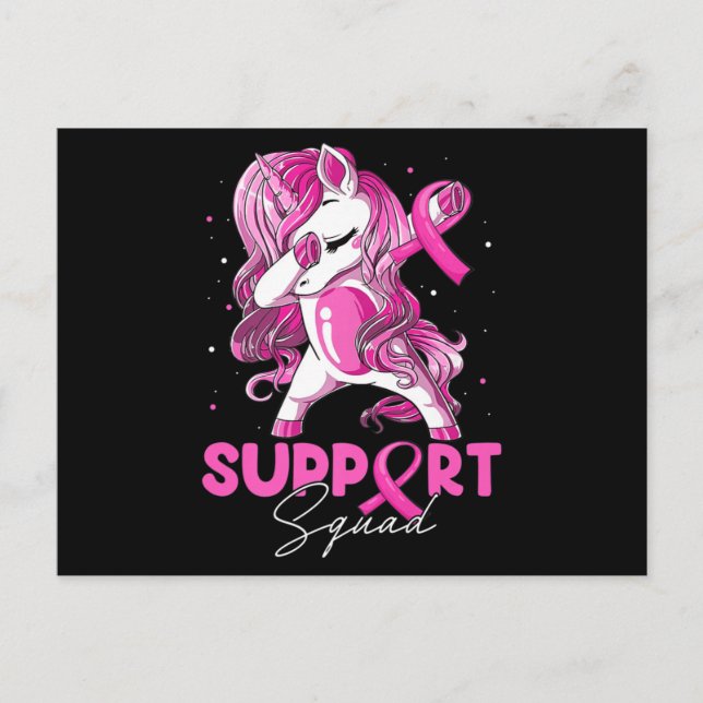 Support Squad Breast Cancer Awareness Pink Dabbing Postcard (Front)