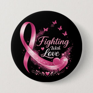 Support Squad Breast Cancer Awareness pink ribbon  3 Inch Round Button