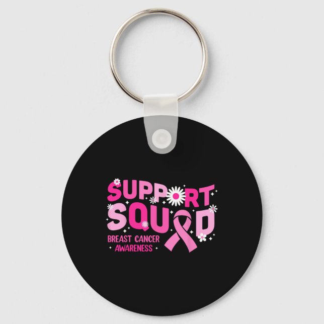 Support Squad Breast Cancer Awareness Pink Ribbon  Keychain (Front)