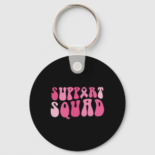 Support Squad Breast Cancer Awareness Pink Ribbon  Keychain