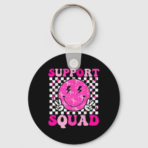 Support Squad Breast Cancer Awareness Pink Ribbon Keychain