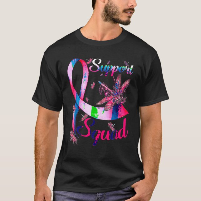 Support Squad Breast Cancer Awareness Pink Ribbon  T-Shirt (Front)