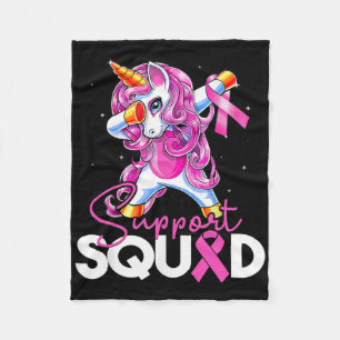 Support Squad Breast Cancer Awareness Pink Unicorn Fleece Blanket