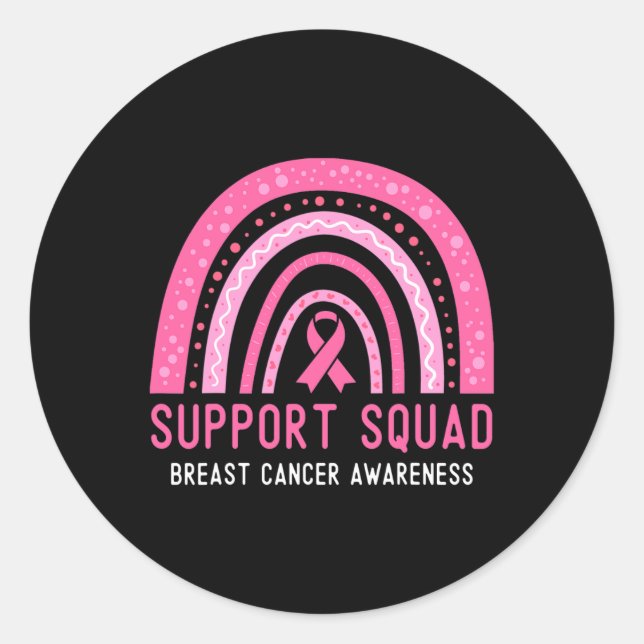 Support Squad Breast Cancer Awareness Ribbon Pink  Classic Round Sticker (Front)
