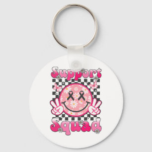 Support Squad Breast Cancer Awareness Smile Face P Keychain