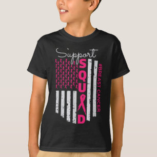 Support Squad Breast Cancer Awareness Usa Flag  T-Shirt