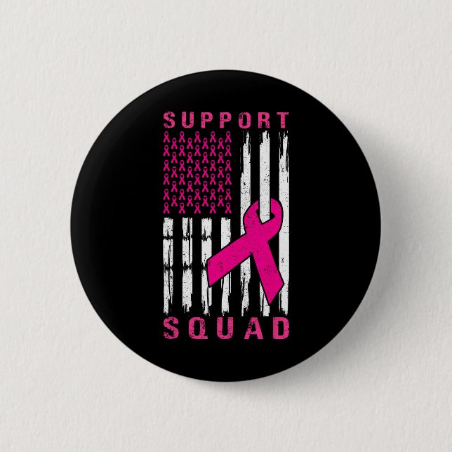 Support Squad Breast Cancer – Pink Support Squad 1 2 Inch Round Button (Front)