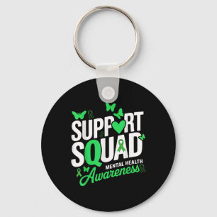 Support Squad Butterfly Green Ribbon Mental Health Keychain
