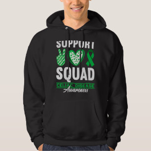 Support Squad Celiac Disease Awareness Green Ribbo Hoodie