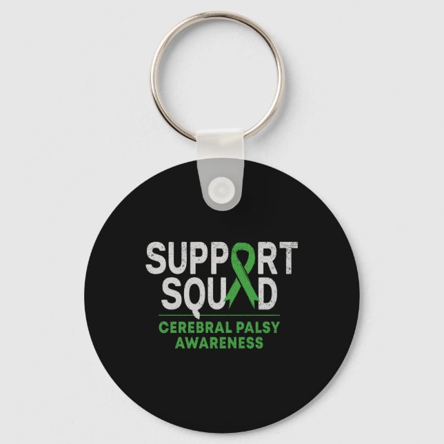 Support Squad Cerebral Palsy Awareness Month Cp Gr Keychain (Front)