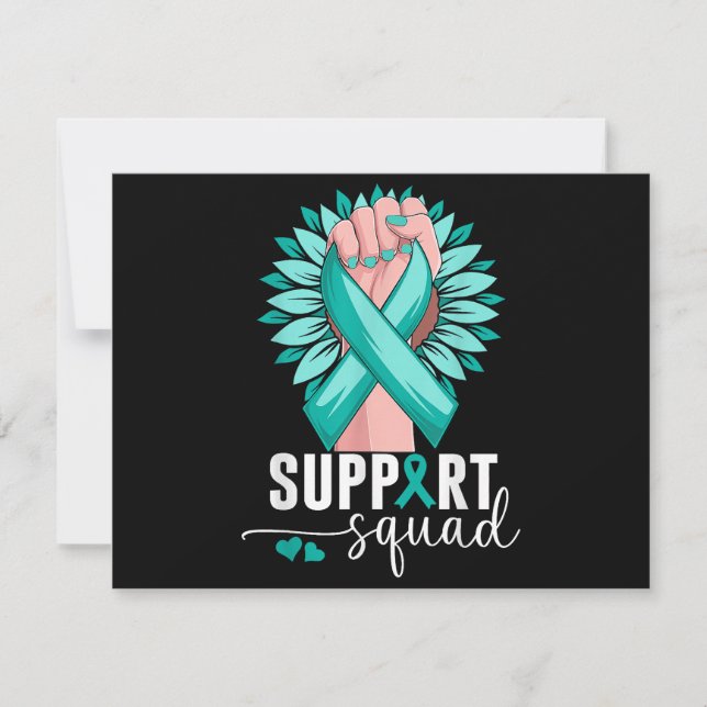 Support Squad Cervical Cancer Awareness Teal & Whi Save The Date (Front)