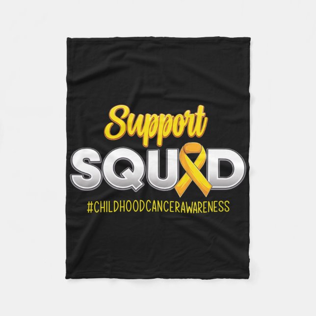 Support Squad Childhood Cancer Awareness For Women Fleece Blanket (Front)
