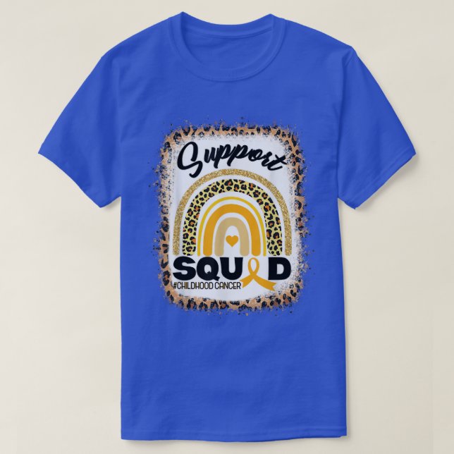 Support Squad Childhood Cancer Leopard Rainbow Sup T-Shirt (Design Front)
